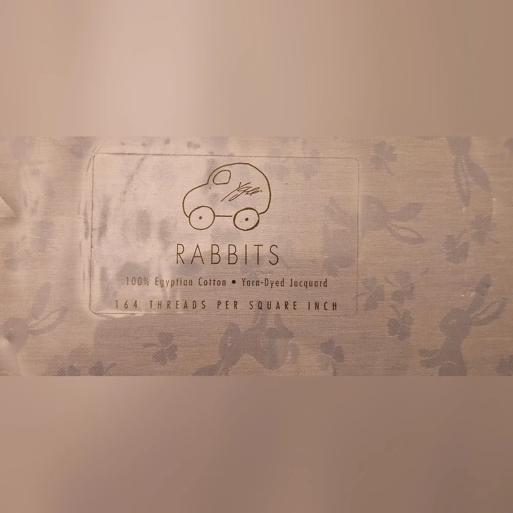 SDH YGLE Natural Fiber Crib Sheet Fitted - Rabbits - 100% Cotton Jacquard Damask